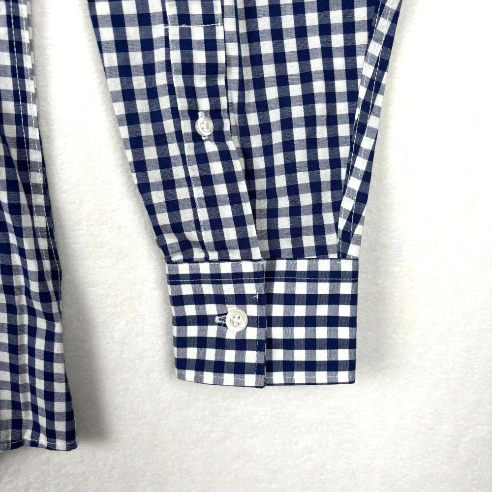 Haggar Men's Button Up Dress Shirt Blue Checkered Collar Size 16 - 34/35 Gangham